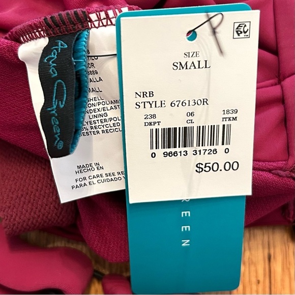 Aqua Green Asymmetrical Shoulder One Piece Swimsuit Women’s Sz Small Wine NEW - Picture 7 of 8